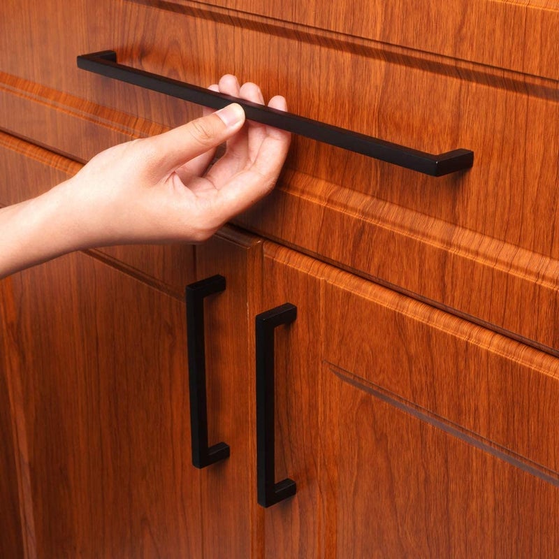 KOOFIZO Solid Square Bar Cabinet Handle - Black Furniture Pull, 12.6 Inch/320mm Screwhole Distance, 1-Piece for Kitchen Cupboard Door, Bedroom Dresser Drawer, Bathroom Wardrobe Hardware - Image 3